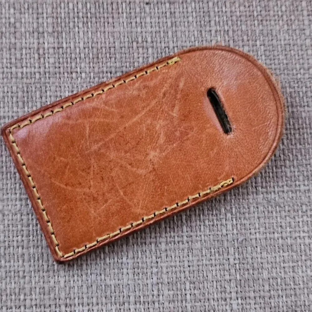 Louis Vuitton Name Tag Tan Genuine Leather Luggage Tag Made in France - Picture 9 of 10